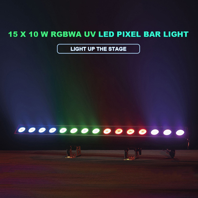 DMX 스테이지 라이트 야외 픽셀 제어 LED 바 라이트 15x10W RGBWA-UV 디스코 웨딩 파크