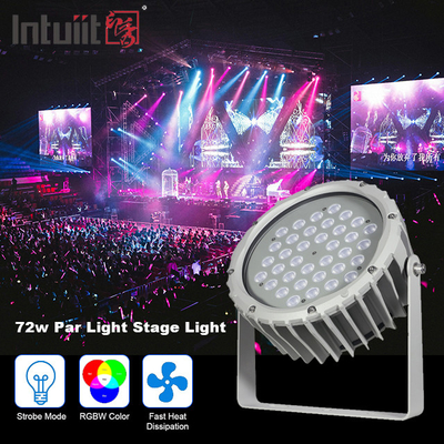 방수된 72w RGBW DMX512는 투광 조명등 외부 전망 정원 라운드 스테이지 파 라이트를 이끌었습니다