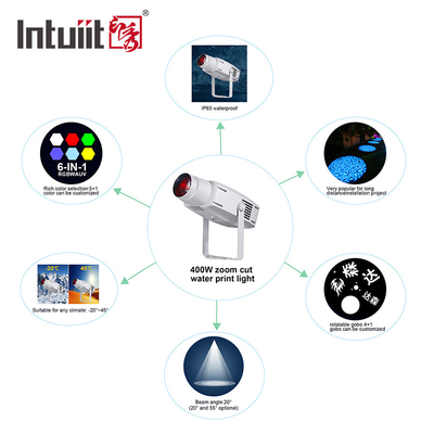 맞춤형 400W 야외 IP65 RGBW 로고 LED 프로젝션 라이트 상업 거리 GOBO 풍경 프로젝터 라이트