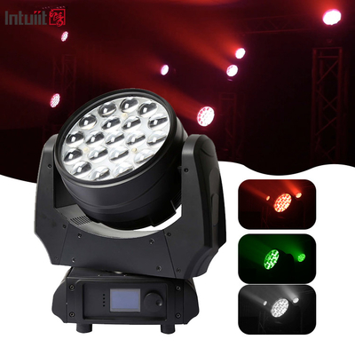 19x15w Rgbw 4in1 LED 이동 헤드 줌 세탁 스테이지 조명 빔 LED 이동 헤드 라이트