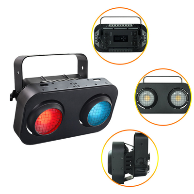 200W Cob LED Par Can 스테이지 라이트 따뜻한 흰색 또는 RGB 2 눈 LED 블라인드 라이트 DMX 관객 조명