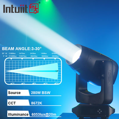 IP66 280w LED BSW 빔 스팟 워시 CMY 이동 머리 셔피 라이트 연극 이벤트 무대 빔 라이트 콘서트