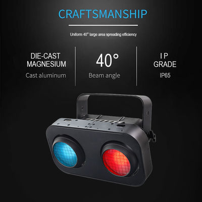 200W RGB 2IN1 DMX COB Par 2x100W 2 눈 LED 청중 블라인드 라이트 2 눈 따뜻한 시원 하얀 청중 코브 라이트 웨딩 바