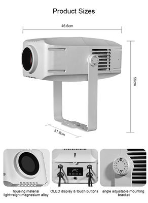 200W 방수 Ip65 야외 실내 사용자 지정 광고 고보 LED 줌 로고 프로젝터 라이트