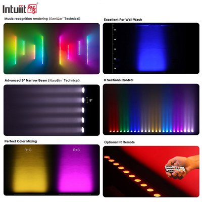 IP20 24x2W RGBW 4in1 배터리 전력 스마트 사운드 액티브 컨트롤 LED 벽 세탁기 바 라이트