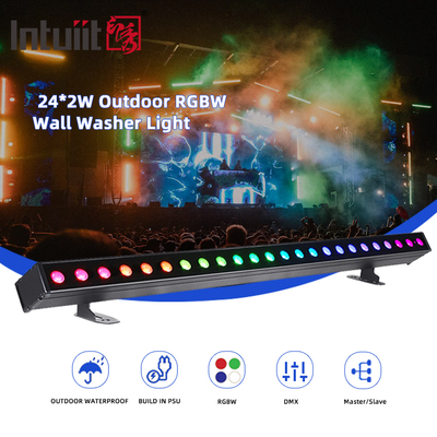 야외 건물 LED 벽 세탁기 빛 IP65 24 * 2w 방수 RGBW 벽 세탁기 바 DJ LED 픽셀 바 스테이지 라이트 파티