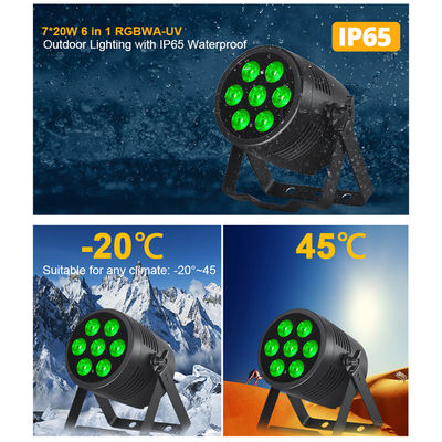 7x20W RGBWA+UV 6in-1 IP65 야외 LED PAR 라이트 ∙ DMX512 무대, 결혼식 및 이벤트용 방수 세탁