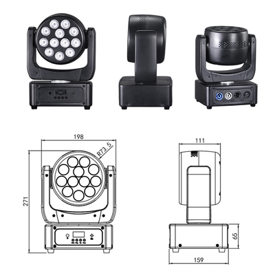 이벤트 쇼 무대 조명 장비 DMX 빔 RGBW 12x8w LED 워시 무빙 헤드 라이트