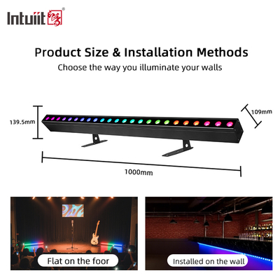 워시 라이트 IP20 DMX512 고급 스마트 음악 솔루션 24*2W RGBW LED 조명 선형 바 벽 워셔
