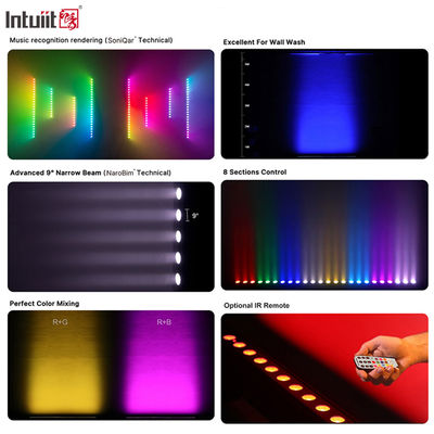 24x2W RGBW 4-in-1 LED 선형 벽 세탁 바 DMX512 건물 및 이벤트용 소리 활성화 스테이지 세탁 라이트