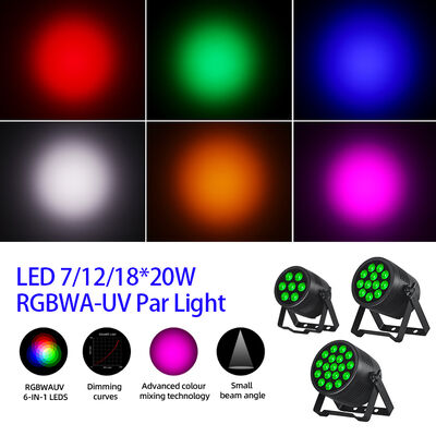 LED 7/12/18X20W Rgbwa Uv 6In1 방수 DMX 512 야외 프로젝트용 LED PAR 라이트