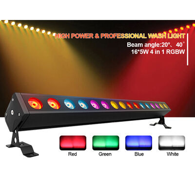 16X 5W RGBW LED 벽 조명 바 DMX512 제어 선형 조명 DJ 정원용 IP65 DMX512 제어