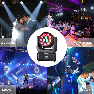 12x8W RGBW 4in1 LED 무빙 헤드 DJ 조명 DMX512 9° 빔 워시 무대 조명 (무대, 나이트클럽, KTV, 웨딩 공연용)