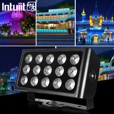 15x5W RGBW 4-in-1 IP65 실외 LED 투광등 — 정원, 무대 및 건물 조명을 위한 DMX512 방수 광각 빔
