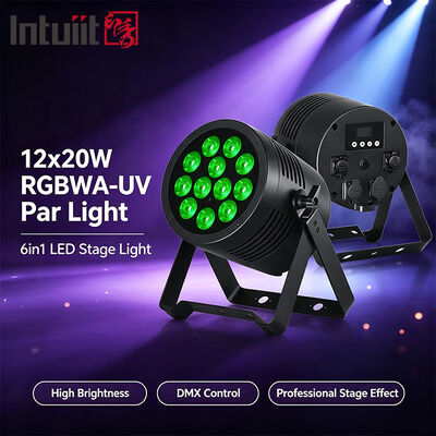 12*20W RGBWA+UV 6in1 LED Par Light IP65 야외 방수 DMX512 웨딩 DJ 파티용 무대 조명