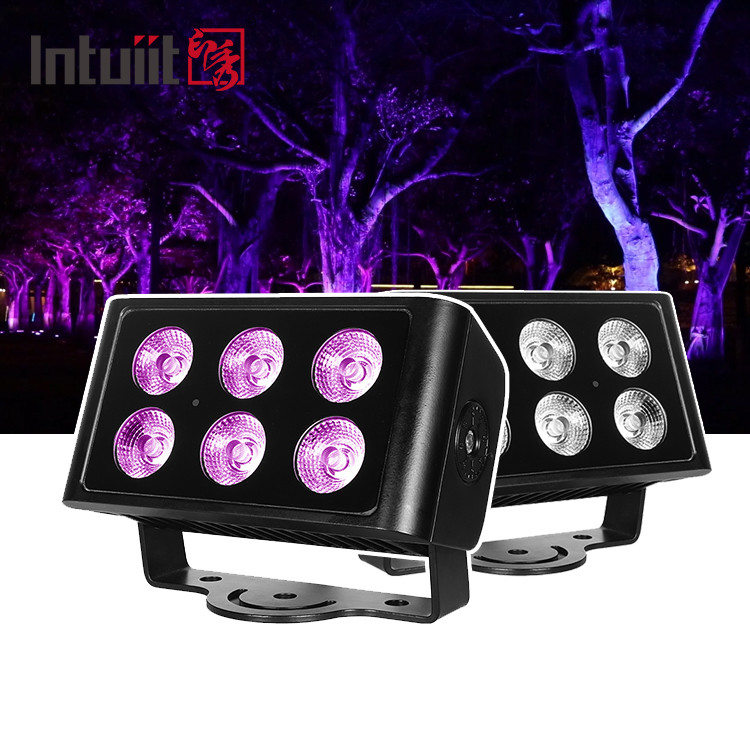 IP65 방수 6x5W RGBW 4 in 1 LED 홍수 조명 DMX 제어 비행기 스팟 조명 배경 스택 DJ 디스코 스테이지 조명