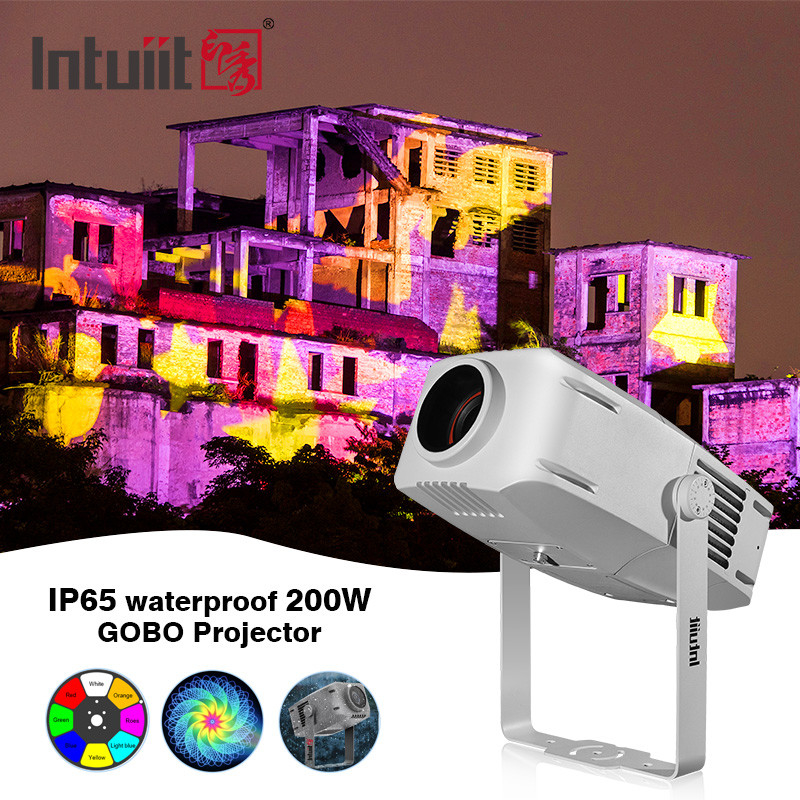 200W 프로페셔널 아웃도어 방수 IP65 LED 로터리 고보 로고 광고 로터 프로젝터 프로젝션 조명