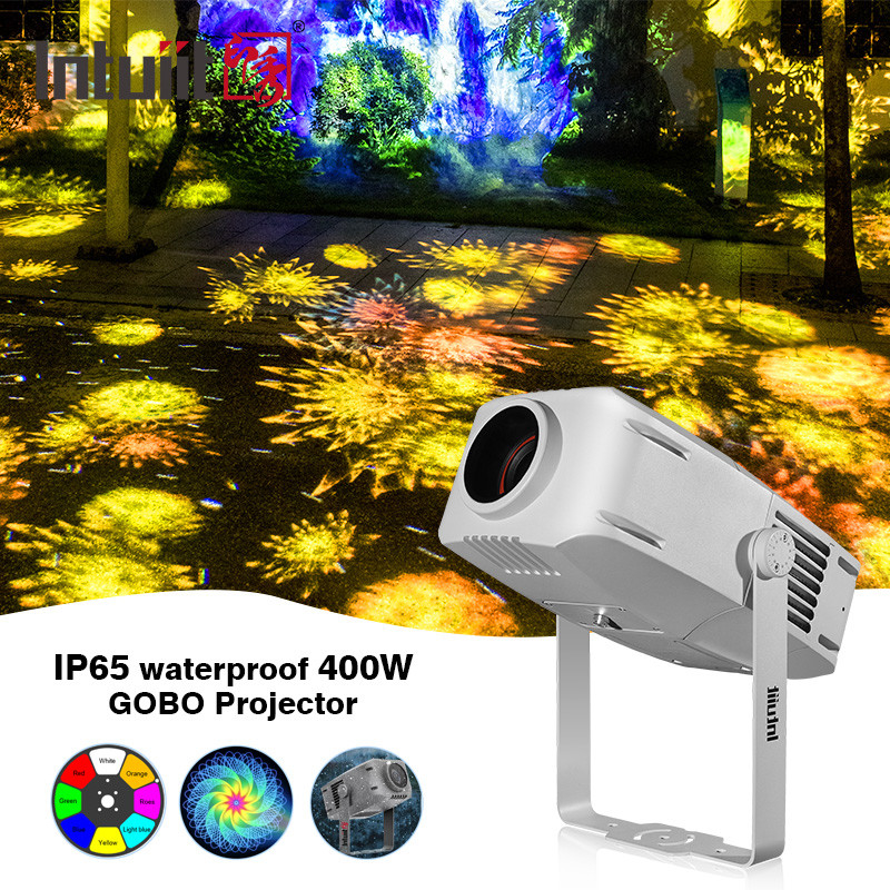 야외 고보 프로젝터 400w 광고 프로젝터 회전 LED 방수 IP65 로고 고보 프로젝터 라이트