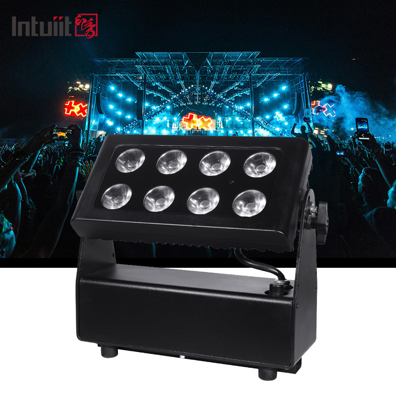 8*15W RGBW 4 In 1 배터리 전동 LED 평면 패트 라이트 야외 방수 스테이지 라이트 DMX 제어 DJ 디스코 장비 조명
