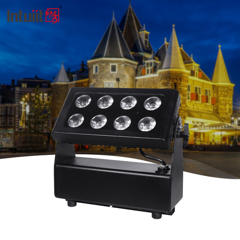 방수 배터리 가동 도시 컬러 세탁 조명 프로젝터 8X15W RGBW LED DMX512 제어 LED 무대 조명