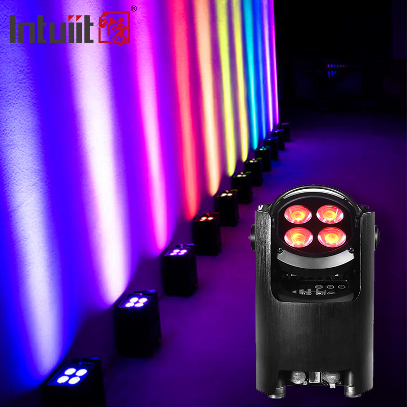 IP54 미니 업라이트 4X12W 배터리 스포트라이트 4 LED 무선 DMX & IR 원격 업라이트 디스코 클럽 파티 스테이지 업라이트