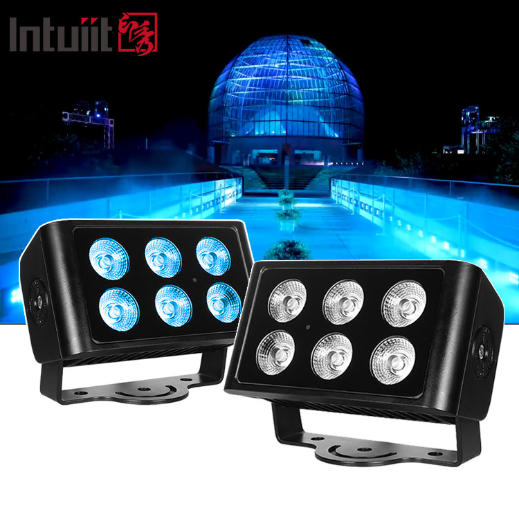 6x5W 야외 IP65 사각형 DMX RGBW LED 홍수 조명 건물 전면 LED 벽 세탁기 홍수 조명
