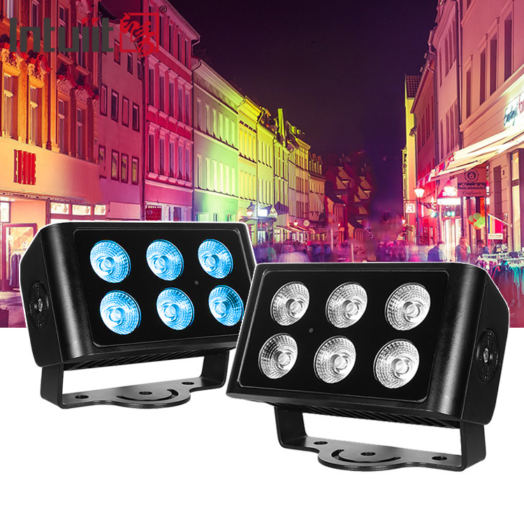 야외 다채로운 빛 6X5W LED 벽 세탁 빛 야외 정원 Led 세탁 Rgbw Dmx LED 홍수 빛