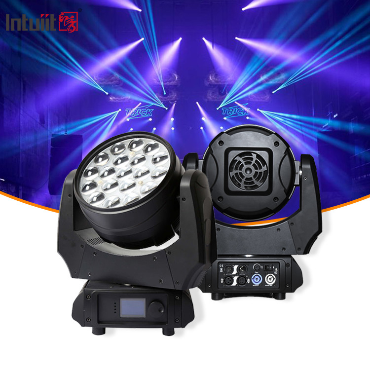 이동 헤드 라이트 19x15W 줌 DJ 라이트 RGBW LED 빔 세탁 조명 효과 무대 조명 레이브 활동 디스코 이벤트 쇼 KTV