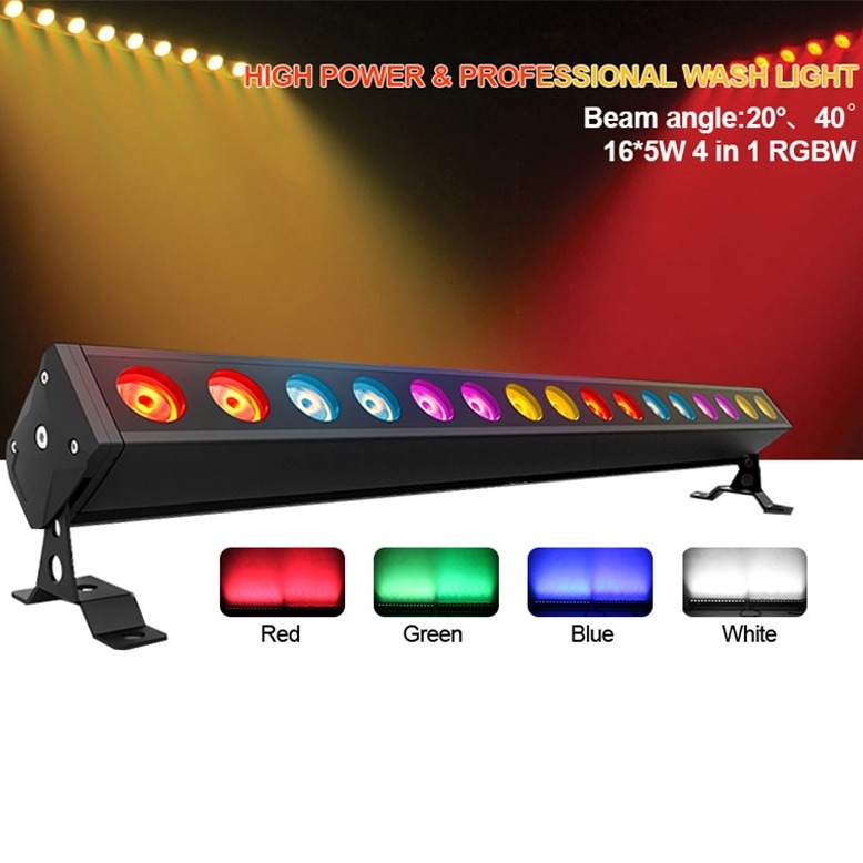 16x5W RGBW 4in1 LED DJ 세탁 바 라이트 벽 세탁기 디스코 스테이지 라이트 장비