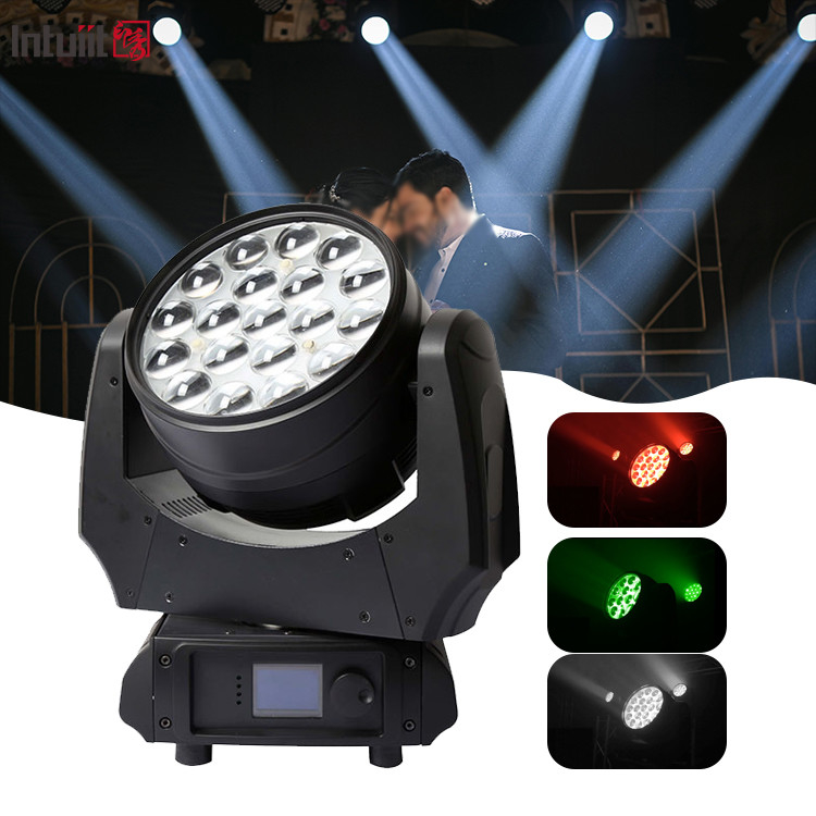 LED 스테이지 라이트 19x10W DMX RGBW 4in1 줌 LED 세탁 벽 이동 헤드 라이트 DJ 바 디스코 클럽 콘서트