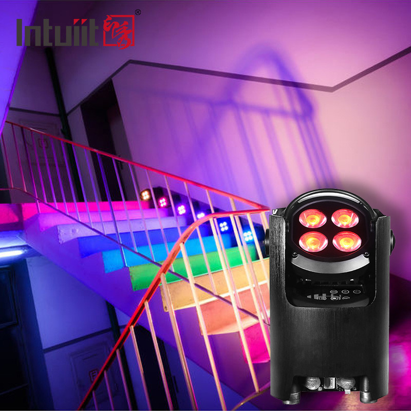 4*12W 4인1 RGBW DJ 웨딩 배터리 전동 LED 업라이트 와이파이 무선 디스코 스테이지 라이트