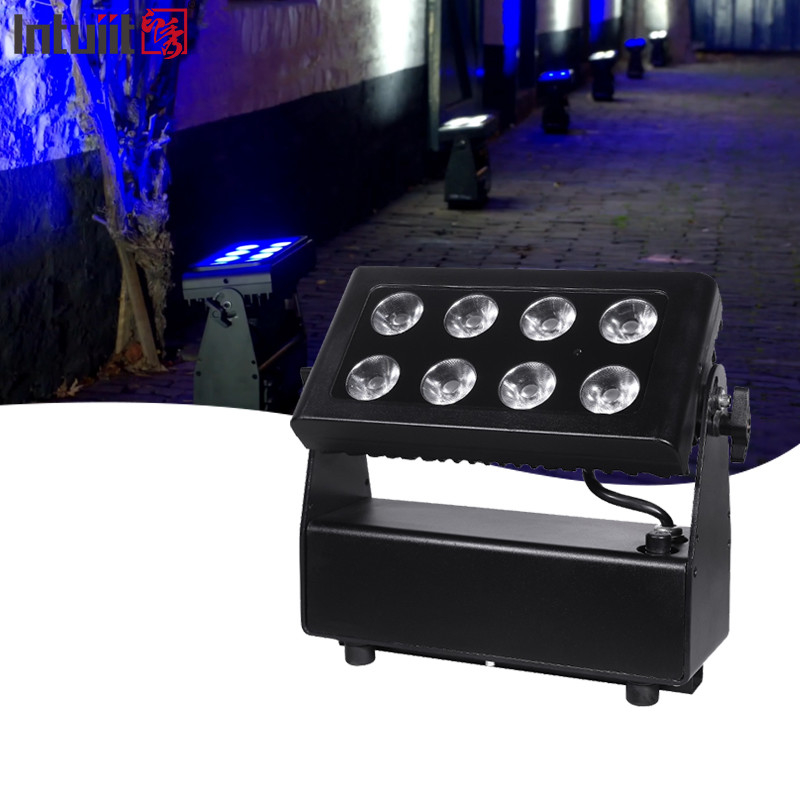 DMX512 8x10w RGBW 4in1 IP65 방수 DJ 웨딩 스테이지 시티 월 세탁기 야외 LED 세탁 홍수 조명