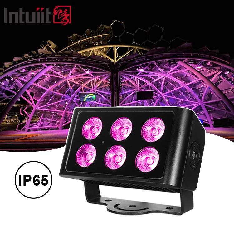 6x5W 4pcs LED Beads Outdoor Square IP65 방수 DMX 스테이지 라이트 홍수 라이트 RGBW 4 In 1