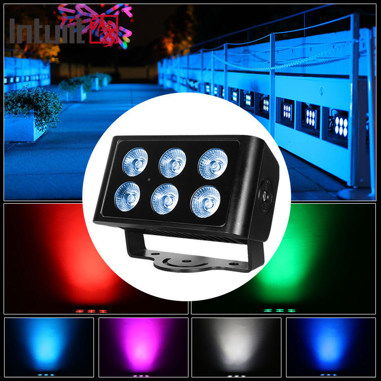 야외 방수 6x5W 시티 컬러 LED 벽 세척 조명 4in1 RGBW 투광 조명 호텔 및 건물용 DMX512 제어 모드