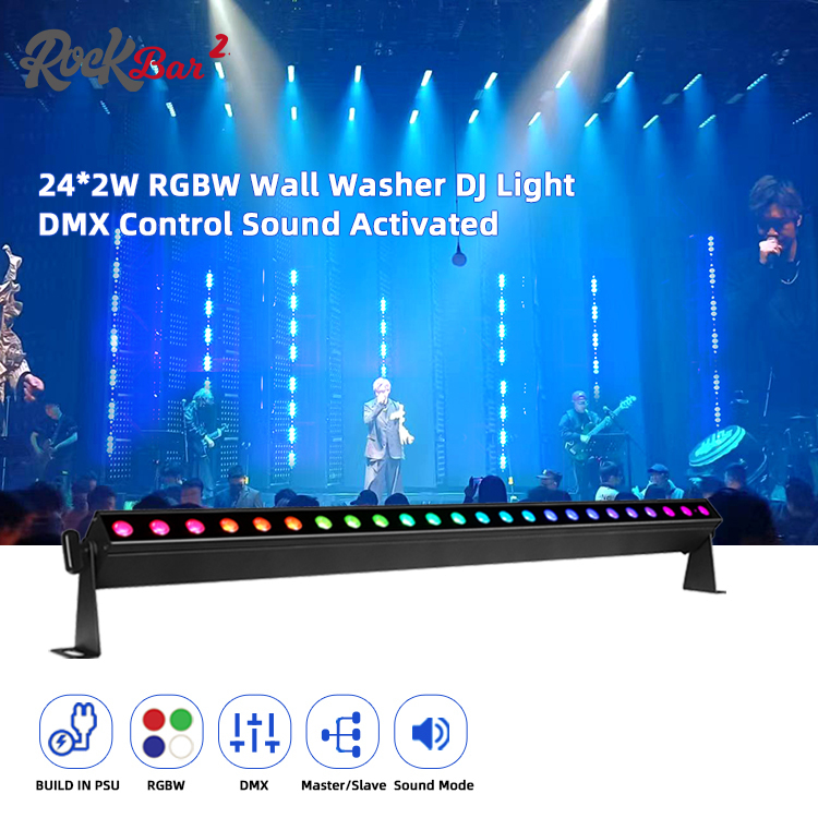 24*2W RGBW 4in1 LED 벽 세척 바 사운드 모드 DJ 웨딩 도시 행사 무대 LED 워시 라이트