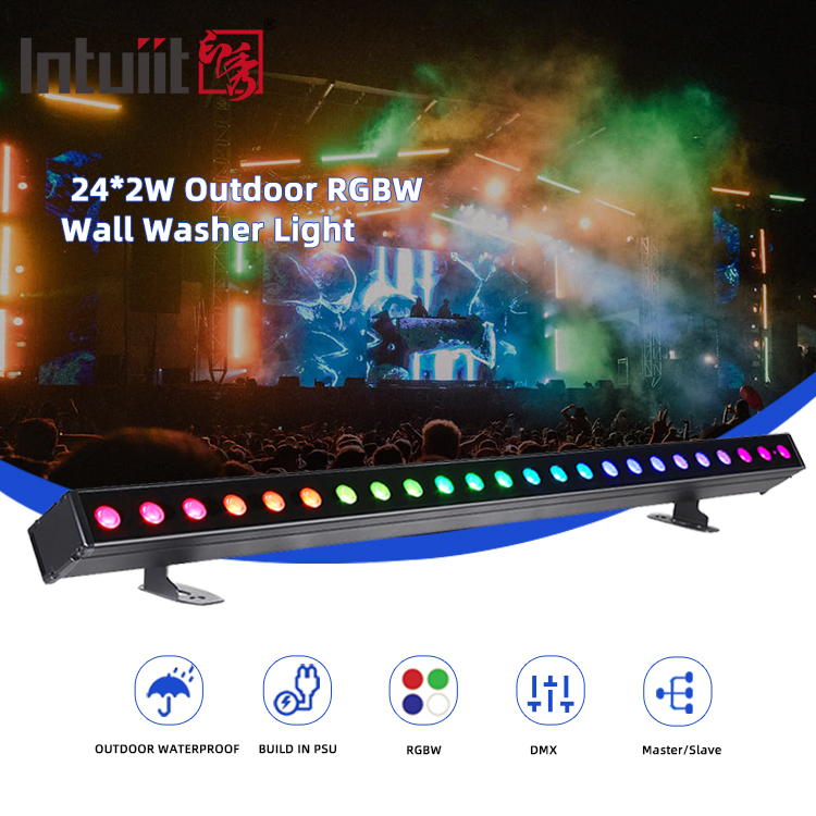야외 건물 LED 벽 세탁기 빛 IP65 24 * 2w 방수 RGBW 벽 세탁기 바 DJ LED 픽셀 바 스테이지 라이트 파티