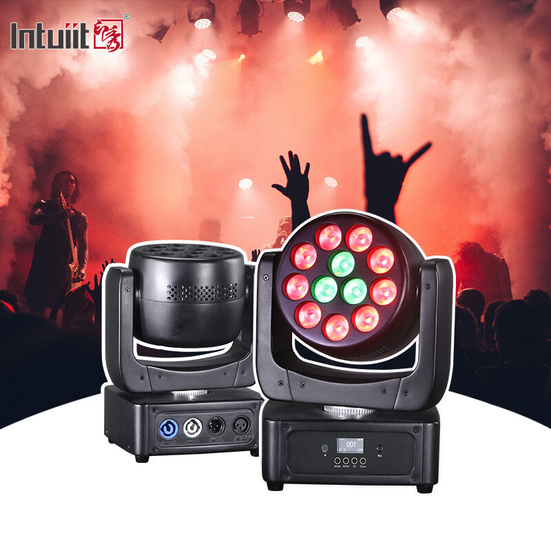 LED 12x8W 이동 헤드 라이트 RGBW DMX 512 소리 활성화 스테이지 라이트