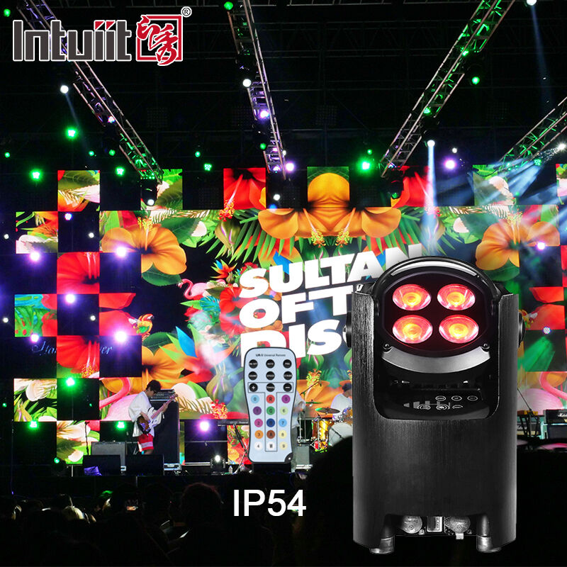 전문 IP54 무선 DMX 배터리 LED PAR 라이트 4 * 12W RGBW 4-in-1 - 원격 제어 웨딩 업라이트