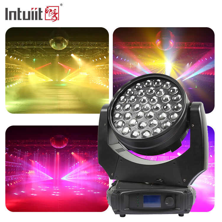37x10W 4in1 RGBW LED 이동 헤드 줌 세탁 라이트 DMX512 노트 클럽 웨딩 바를 위한 프로 스테이지 장비