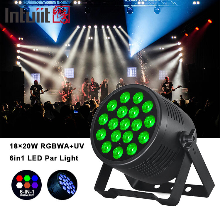 야외 무대 조명 IP65 방수 18x20W LED Par RGBWA+UV 6 in 1 DMX512 웨딩 파티 디스코 이벤트 건물 정면을위한 세탁 조명