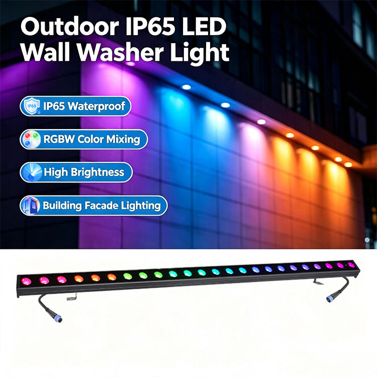 2x24W RGBW 4-in-1 IP65 야외 LED 선형 벽 세척기 DMX512 건물, 다리 및 풍경용 방수 세척등