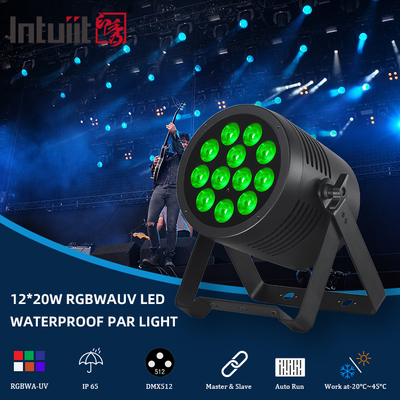IP65 LED PAR 라이트 방수 IP65 등급 야외 12x20W RGBWA-UV 6in1 스테이지 라이트 DMX512