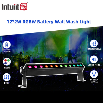 IP20 무선 12x2W 0.5m 4in1 배터리 전동 LED 벽 세척기 조명 무대 조명