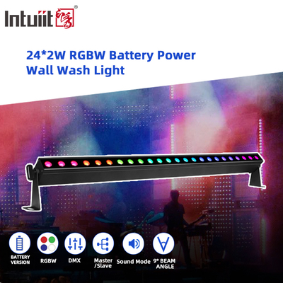 IP20 24x2W RGBW 4in1 배터리 전력 스마트 사운드 액티브 컨트롤 LED 벽 세탁기 바 라이트