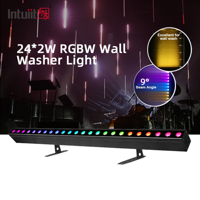 LED 24*2W 스테이지 조명 DMX512 RGBW LED 라이트 바 라인어 디스코 스테이지 클럽 웨딩 음성 활성화 LED 벽 세탁기 라이트