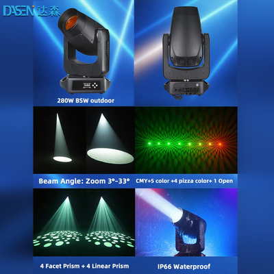 2025 BSW 280W LED 무빙 헤드 스테이지 조명 DMX512 빔 스팟 워시 3in1 DJ 디스코 쇼 CMY