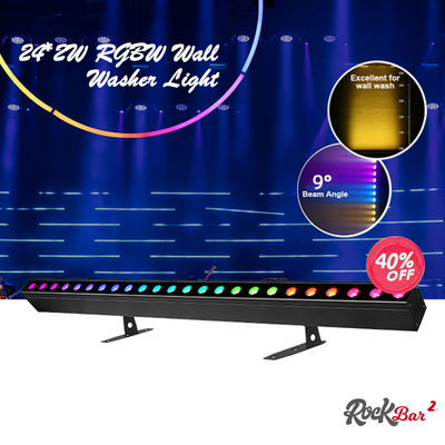 워시 라이트 IP20 DMX512 고급 스마트 음악 솔루션 24*2W RGBW LED 조명 선형 바 벽 워셔