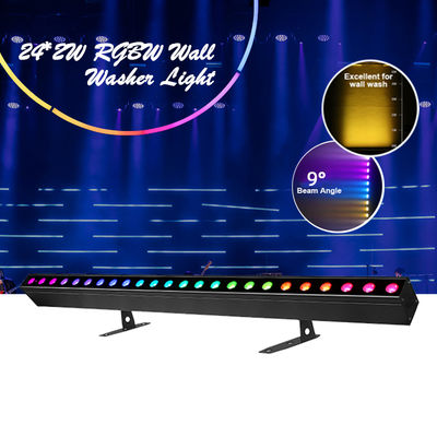워시 라이트 IP20 DMX512 고급 스마트 음악 솔루션 24*2W RGBW LED 조명 선형 바 벽 워셔