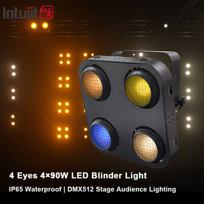 4 눈 LED COB 블라인드 라이트 4x90W RGB 따뜻한 흰색 앰버 스테이지 블라인드 스트로브 DMX512 픽셀 제어 이벤트 파티를위한 스테이지 라이트