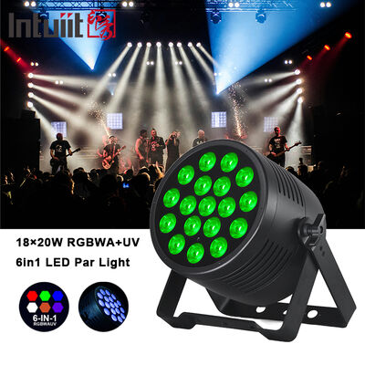 야외 무대 조명 IP65 방수 18x20W LED Par RGBWA+UV 6 in 1 DMX512 웨딩 파티 디스코 이벤트 건물 정면을위한 세탁 조명